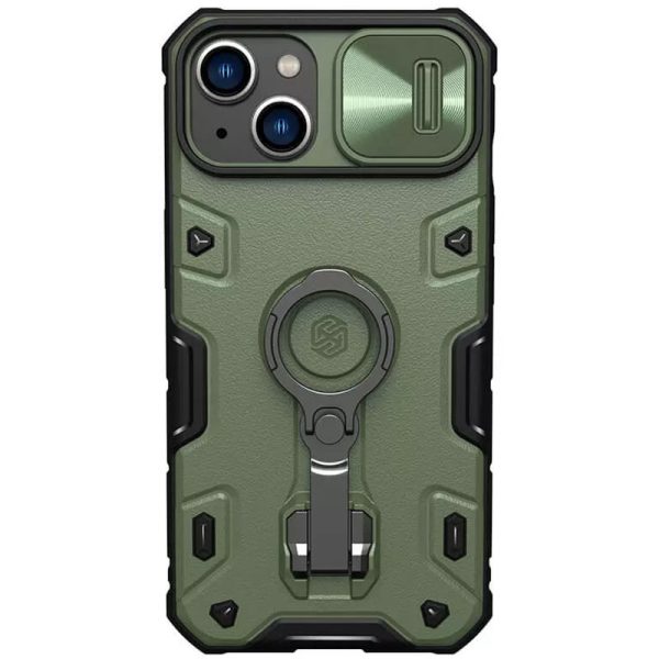 Чохол для iPhone 14 / 13 Зелений Nillkin CamShield Armor Pro no logo (шторка на камеру)