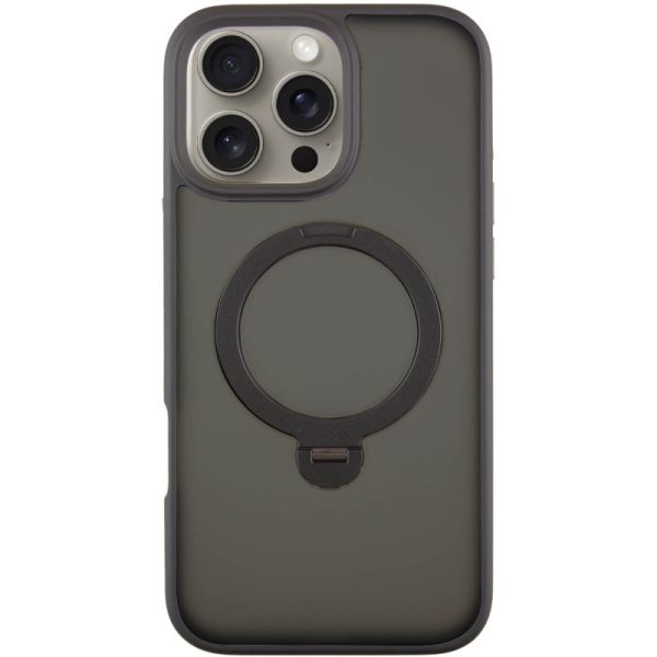 Чохол для iPhone 16 Pro Max Чорний Metal Buttons with MagSafe Colorful HQ Ring