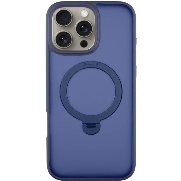 Чохол для iPhone 16 Pro Max Синій Metal Buttons with MagSafe Colorful HQ Ring