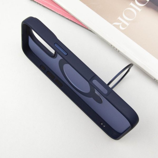 Чохол для iPhone 16 Pro Max Синій Metal Buttons with MagSafe Colorful HQ Ring - Зображення 5