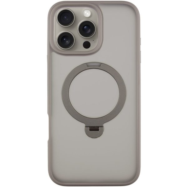 Чохол для iPhone 16 Pro Max Сірий Metal Buttons with MagSafe Colorful HQ Ring