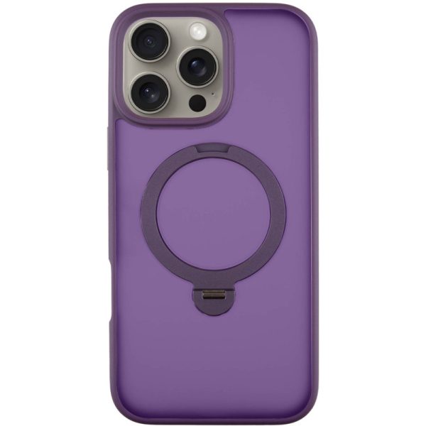 Чохол для iPhone 16 Pro Max Фіолетовий Metal Buttons with MagSafe Colorful HQ Ring