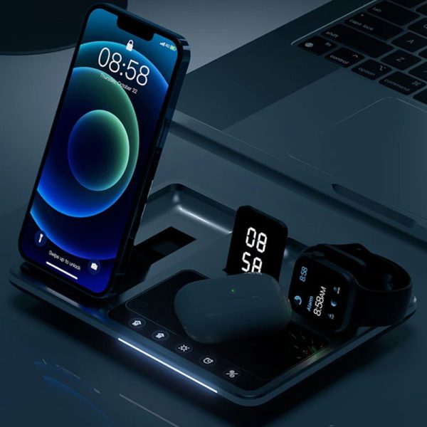 Бездротова зарядка R11 4in1 with clock - Зображення 2