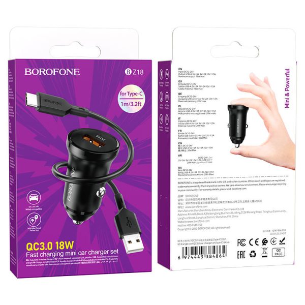 АЗП Borofone BZ18 QC3.0 + Type-C - Зображення 5