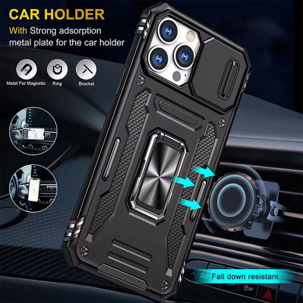 Ударостійкий чохол для Apple iPhone 13 Pro Чорний Camshield Army Ring - Зображення 3