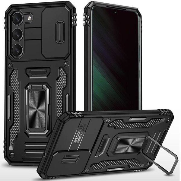 Ударостійкий чохол для Samsung Galaxy S21+ Чорний Camshield Army Ring