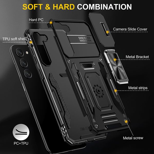 Ударостійкий чохол для Samsung Galaxy S21+ Чорний Camshield Army Ring - Зображення 4