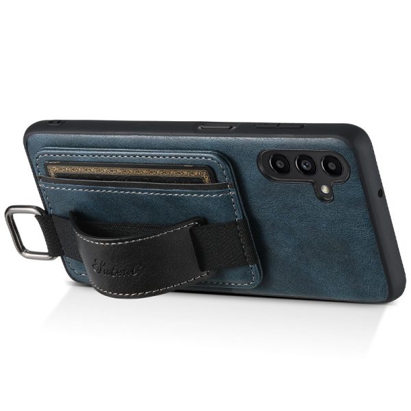 Шкіряний чохол для Samsung Galaxy A14 4G/5G Синій Wallet case and straps - Зображення 4
