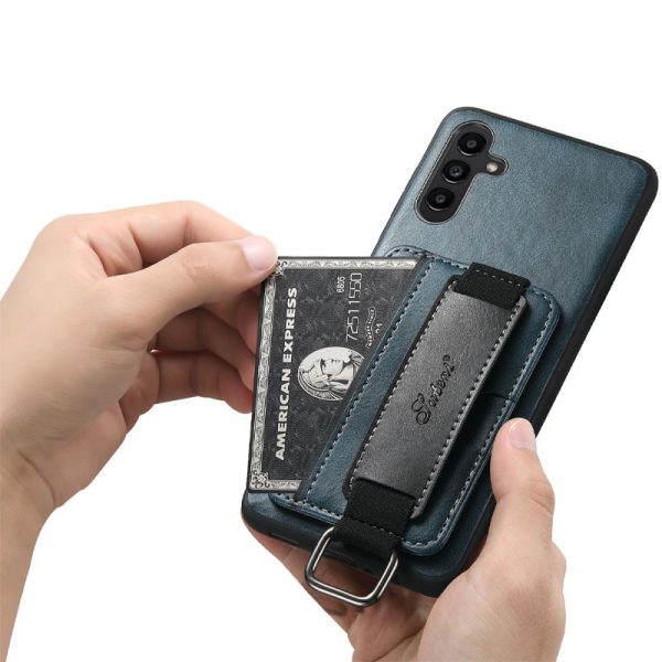Шкіряний чохол для Samsung Galaxy A14 4G/5G Синій Wallet case and straps - Зображення 7