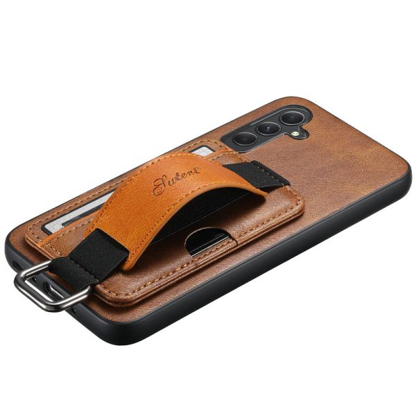 Шкіряний чохол для Samsung Galaxy A24 4G Коричневий Wallet case and straps - Зображення 5