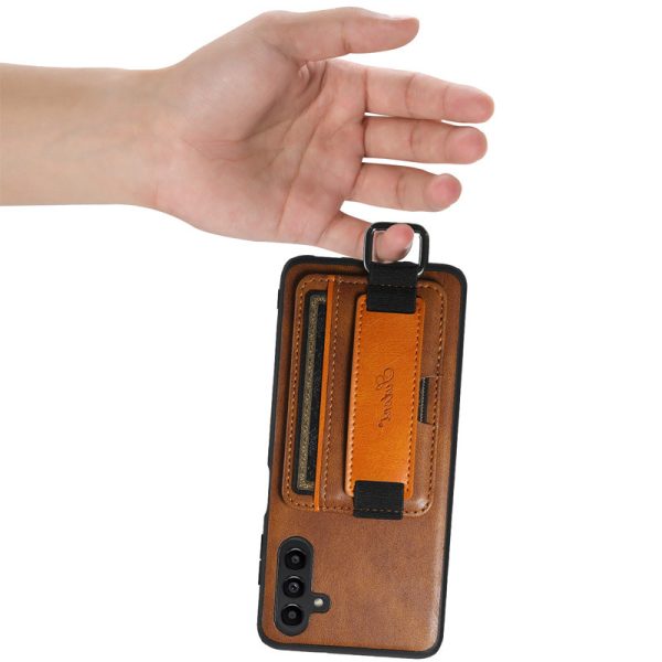 Шкіряний чохол для Samsung Galaxy A24 4G Коричневий Wallet case and straps - Зображення 6