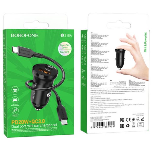 АЗП Borofone BZ18A PD20W+QC3.0 + Type-C to Type-C - Зображення 4