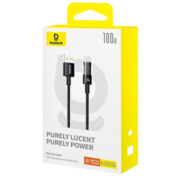 Дата кабель Baseus Gem Fast Charging USB to Type-C 100W (1m) (P10373002211) - Зображення 3