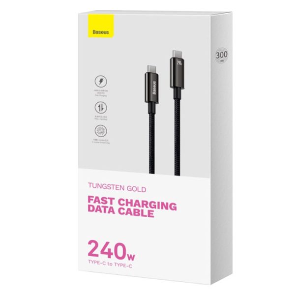 Дата кабель Baseus Tungsten Gold Type-C to Type-C Cable 240W (3m) (CAWJ040020) - Зображення 6