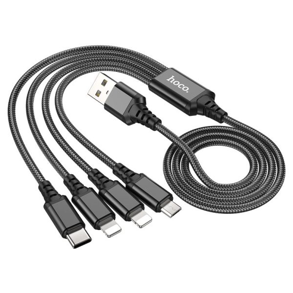 Дата кабель Hoco X76 4in1 2xLightning + Type-C + MicroUSB (1m) - Зображення 2