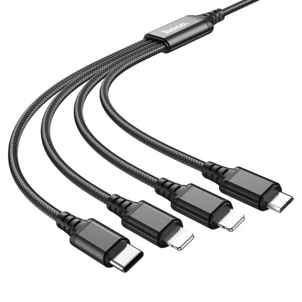 Дата кабель Hoco X76 4in1 2xLightning + Type-C + MicroUSB (1m) - Зображення 3