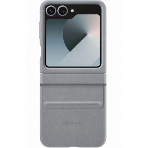 Шкіряний чохол для Samsung Galaxy Z Flip6 Сірий Leather Case