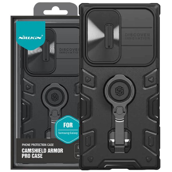 Чохол для Samsung Galaxy S23 Ultra Чорний Nillkin CamShield Armor Pro no logo (шторка на камеру)