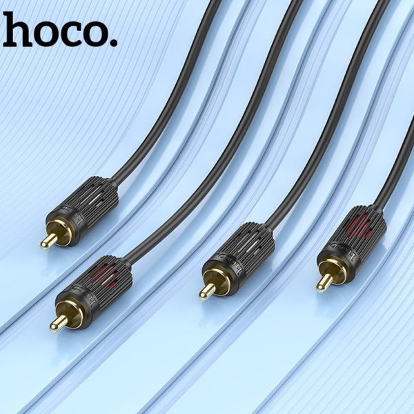 Кабель аудіо Hoco UPA29 2 RCA to 2 RCA red and white double lotus (1.5m) - Зображення 3