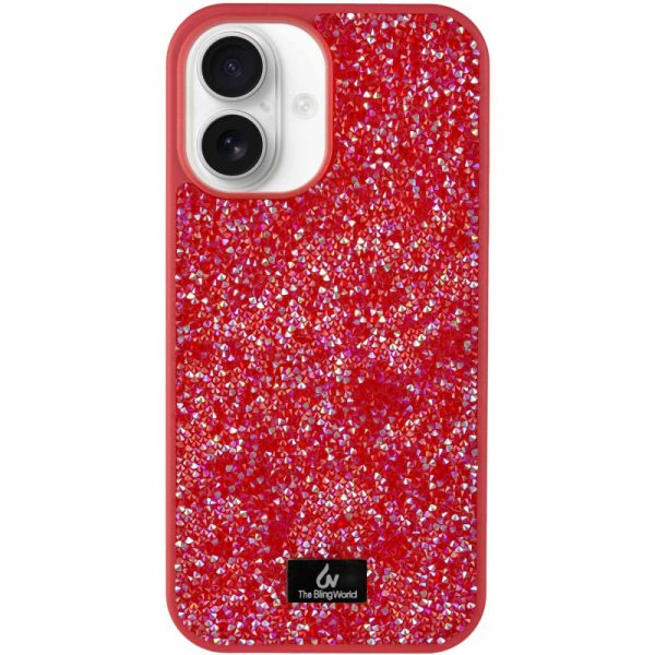Чохол для iPhone 16 Червоний Bling World Rock Diamond
