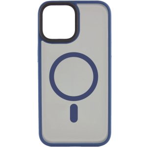 Чохол для iPhone 15 Plus Синій Metal Buttons with MagSafe