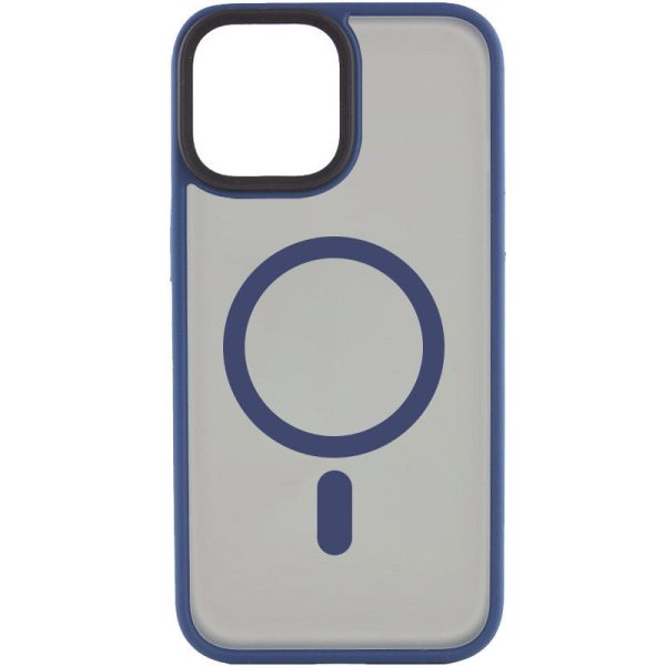 Чохол для iPhone 15 Plus Синій Metal Buttons with MagSafe