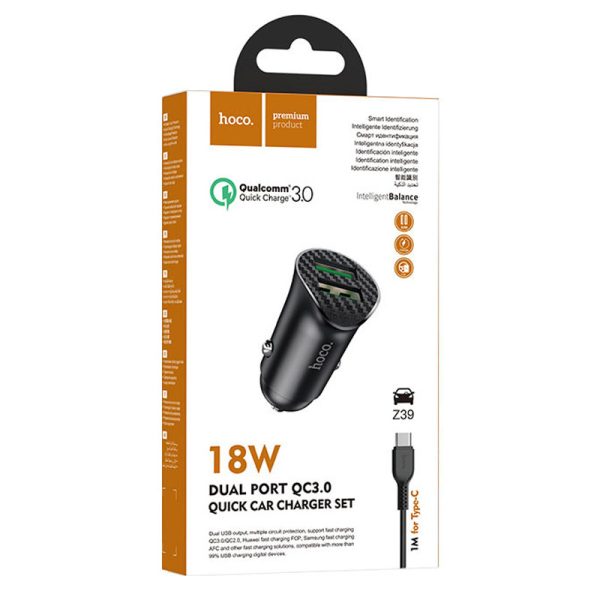 АЗП Hoco Z39 QC3.0 (2USB) + Type-C - Зображення 6