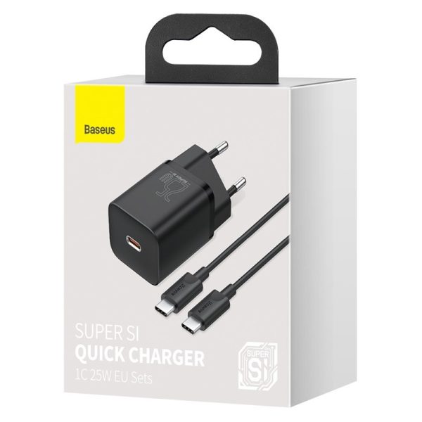 Зарядний пристрій Baseus Super Si Quick Charger 1C 25W + Cable Type-C to Type-C 3A (1m) (TZCCSUP-L) - Зображення 2