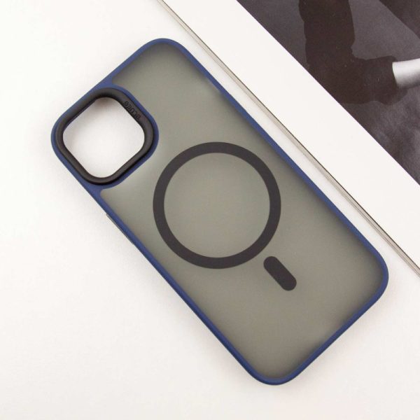 Чохол для iPhone 15 Синій Синійo Skin Friendly Frosted with MagSafe - Зображення 2