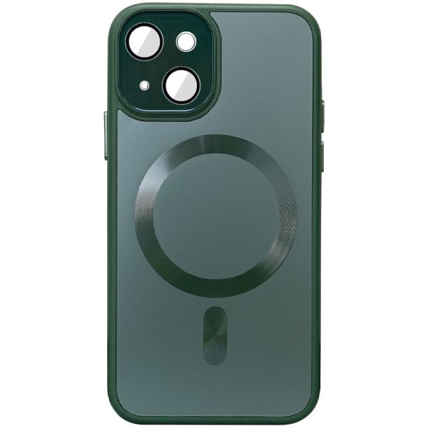 Чохол для iPhone 15 Зелений TPU+Glass Sapphire Midnight with MagSafe