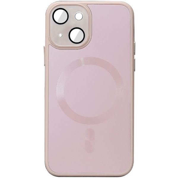 Чохол для iPhone 15 Рожевий TPU+Glass Sapphire Midnight with MagSafe