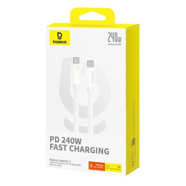 Дата кабель Baseus Superior 2 USB4 Full-Function Type-C to Type-C 240W (1.8m) (P10365200211-05) - Зображення 5