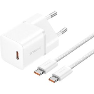 Зарядний пристрій Baseus GaN5 Fast Charger (mini) 1C 25W + Type-C to Type-C (P10110909113)