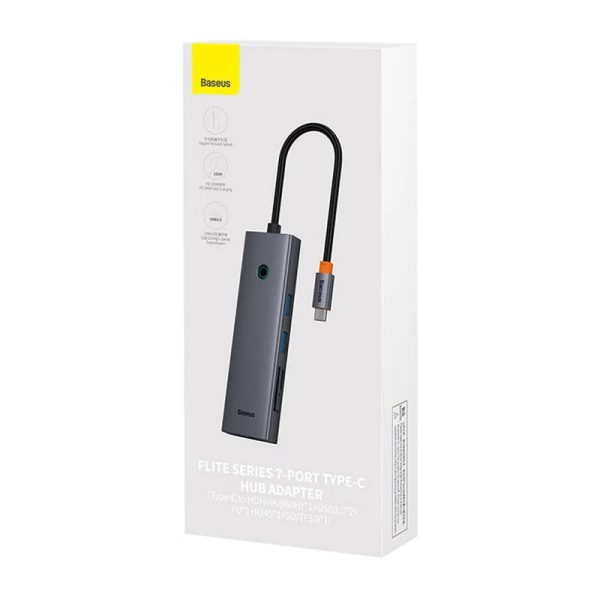 Перехідник Baseus Hub UltraJoy 7-Port (Type-C to HDMI4K@60Hz+USB3.0*2+PD+SD/TF3.0+3.5mm) (B0005280) - Зображення 2