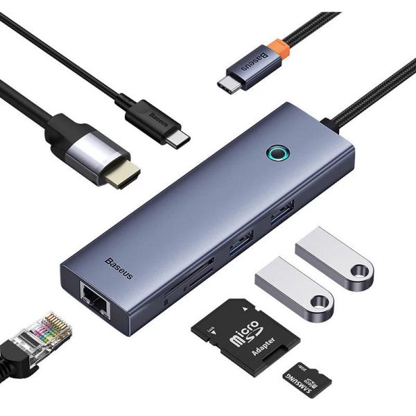 Перехідник Baseus Hub UltraJoy 7-Port (Type-C to HDMI4K@60Hz+USB3.0*2+PD+SD/TF3.0+3.5mm) (B0005280) - Зображення 3