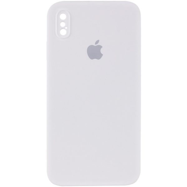 Чохол для iPhone XS Max Білий Silicone Case Square Full Camera Protective