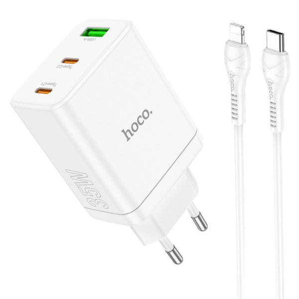 Зарядний пристрій Hoco N33 Start PD35W (2C/1A) + Type-C to Lightning