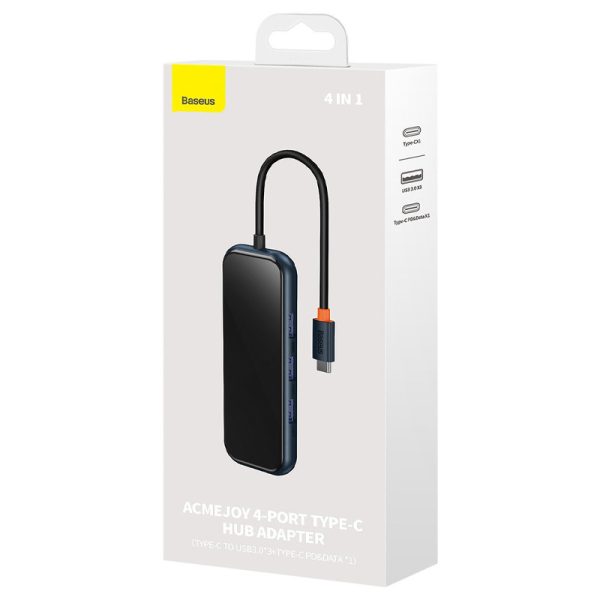 Перехідник Baseus Hub AcmeJoy 4-Port Type-C (USB3.0*3+Type-C PD&Data*1) (WKJZ) - Зображення 5
