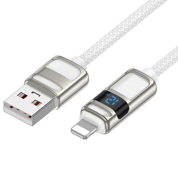 Дата кабель Hoco U137 Line with display USB to Lightning 2.4A/12W (1.2m) - Зображення 2