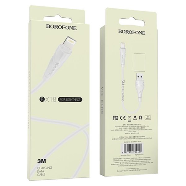 Дата кабель Borofone BX18 Optimal USB to Lightning (3m) - Зображення 6