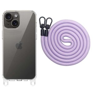 Чохол для iPhone 15 Фіолетовий TPU Transparent with Straps