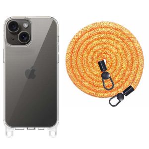 Чохол для iPhone 15 Помаранчевий TPU Transparent with Straps