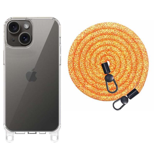 Чохол для iPhone 15 Помаранчевий TPU Transparent with Straps