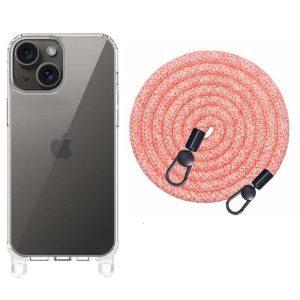 Чохол для iPhone 15 Червоний TPU Transparent with Straps