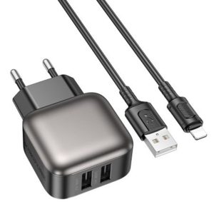 Зарядний пристрій Borofone BAS51A Absolute (2USB-A) + Lightning