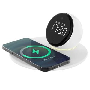 Бездротова зарядка WIWU Wi-W017 15W Wireless Charger+Digital Alarm+Bluetooth Speaker