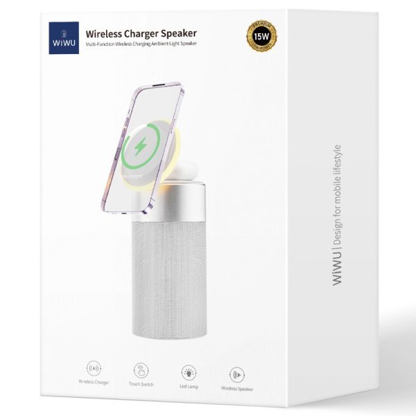 Бездротова зарядка WIWU Wi-W022 3 in 1 Wireless Charger+Bluetooth Speaker - Зображення 5