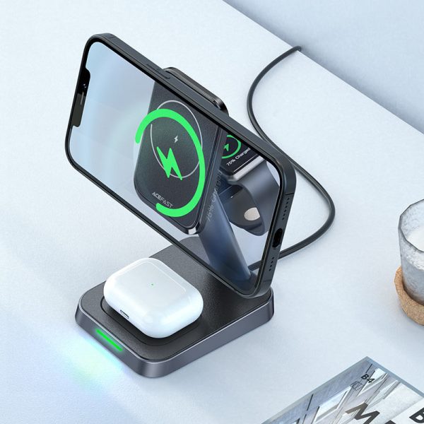 Бездротова зарядка Acefast E3 desktop 3-in-1 (with MagSafe) - Зображення 4