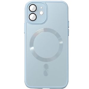 Чохол для iPhone 12 Блакитний TPU+Glass Sapphire Midnight with MagSafe