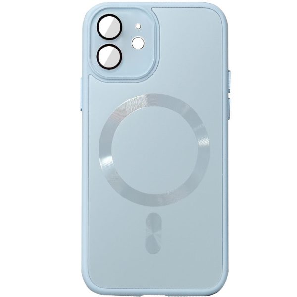 Чохол для iPhone 12 Блакитний TPU+Glass Sapphire Midnight with MagSafe